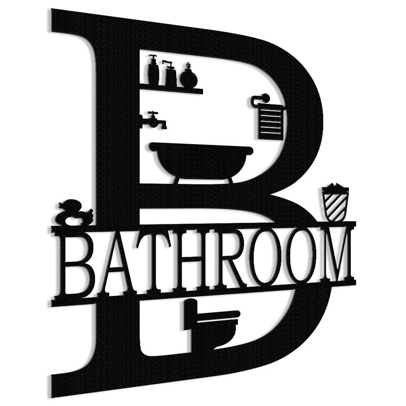 XORT Metal Bathroom Wall Decor, Farmhouse Metal Bathroom Wall Art, Funny Bathroom Sign for Modern Home Hanging Decorations. (Black - 12 x 14 inch) - Image 4