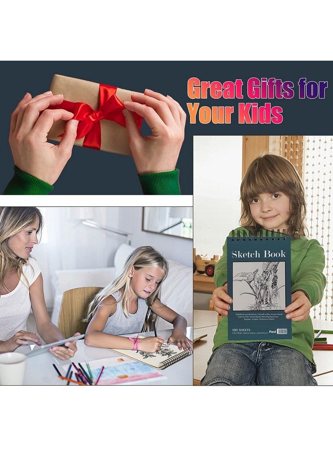 Fuxi 5.5" X 8.5" Sketchbook Set, Top Spiral Bound Sketch Pad, 2 Packs 100-Sheets Each (68Lb/100Gsm), Acid Free Art Sketch Book Artistic Drawing Painting Writing Paper For Beginners Artists - Image 5