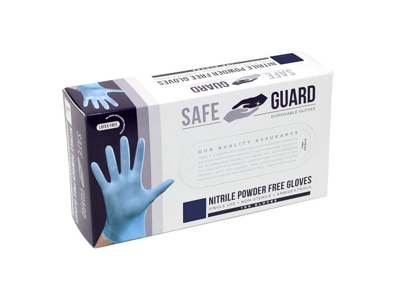 Safeguard Nitrile Disposable Gloves, Powder Free, Food Grade Gloves, Latex Free, 100 Count, Small Size, Blue - Image 3