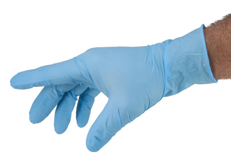 Safeguard Nitrile Disposable Gloves, Powder Free, Food Grade Gloves, Latex Free, 100 Count, Small Size, Blue - Image 2