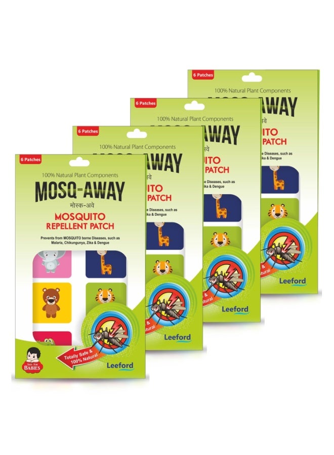 Leeford Mosq Away Mosquito Repellent Patches Pack of 4 (24 Patches) Natural Repellent Mosquito Patches for Kids, Babies & Adults | Mosquito Repellent Stickers for Travel Outdoor Indoor | 8 Hrs Protection - Image 1