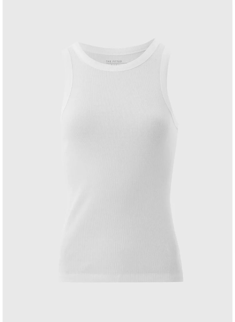 Matalan White High Neck Ribbed Vest