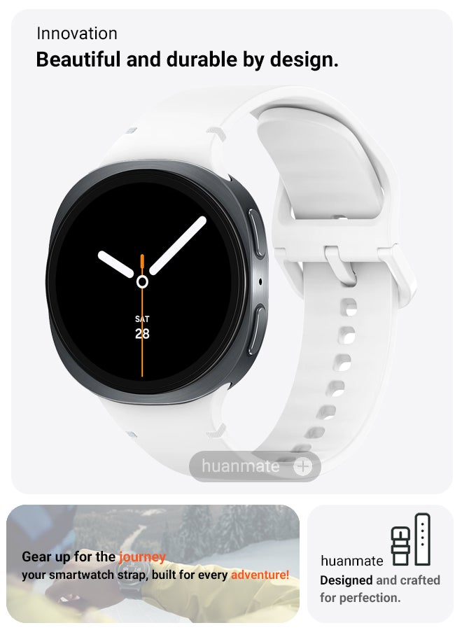 huanmate Samsung Galaxy Watch 8 44mm Soft Silicone Replacement Strap - High Quality, Lightweight, Stylish & Durable - Easy Installation - Replacement Strap for Samsung Galaxy Watch 8 44mm - Image 2