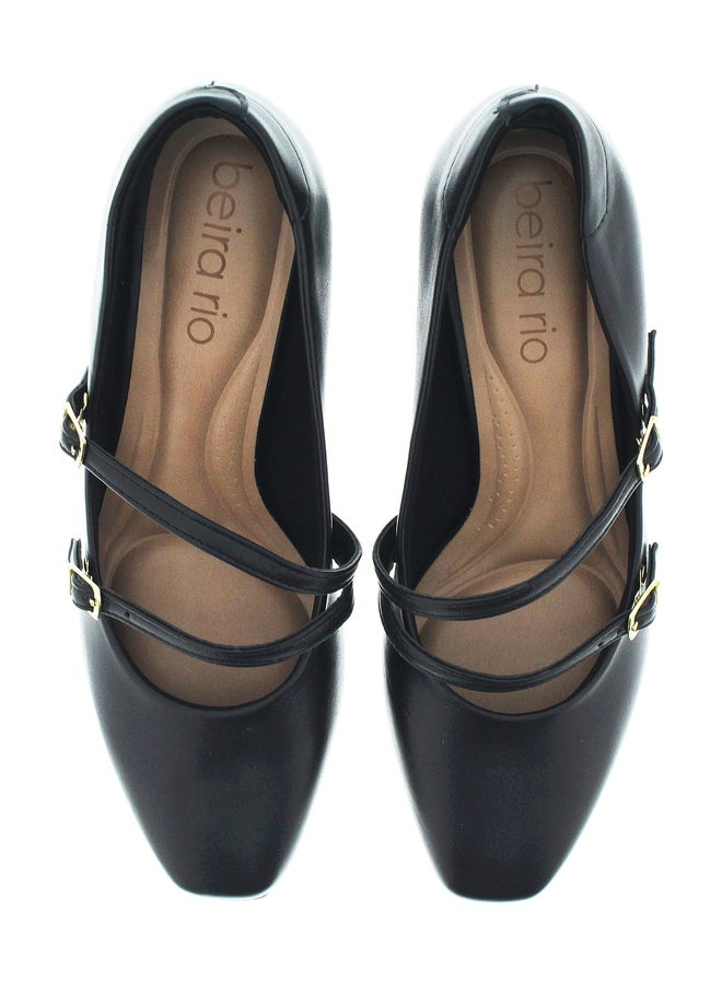 Beira Rio Solid Square Toe Block Heel Shoes - Image 1