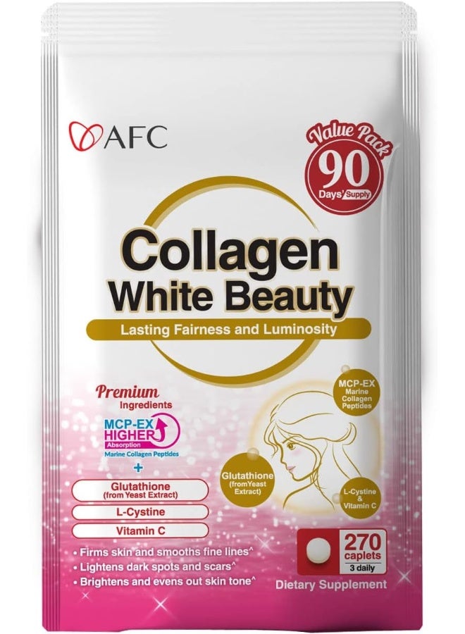 AFC Japan Collagen White Beauty with Marine Collagen Peptide, Glutathione, L-Cystine - 1.5X Better Absorption Than Other Collagen – for Skin Firmness & Whitening– 90 Days Supply - Image 1