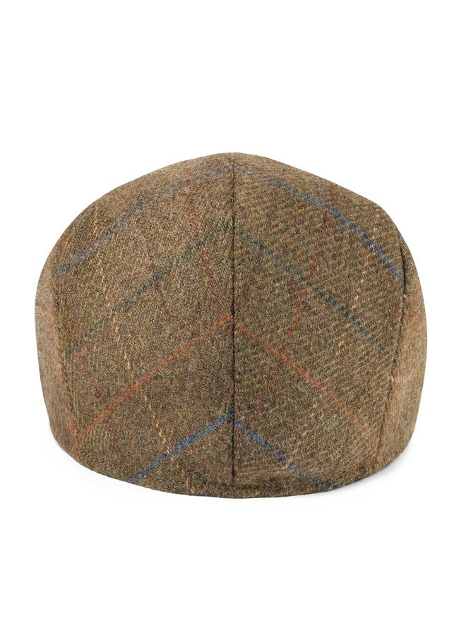 VOBOOM Men's Herringbone Flat Ivy Newsboy Hat Wool Blend Gatsby Cabbie Cap, Plaid Brown, 7 5/8 - Image 4