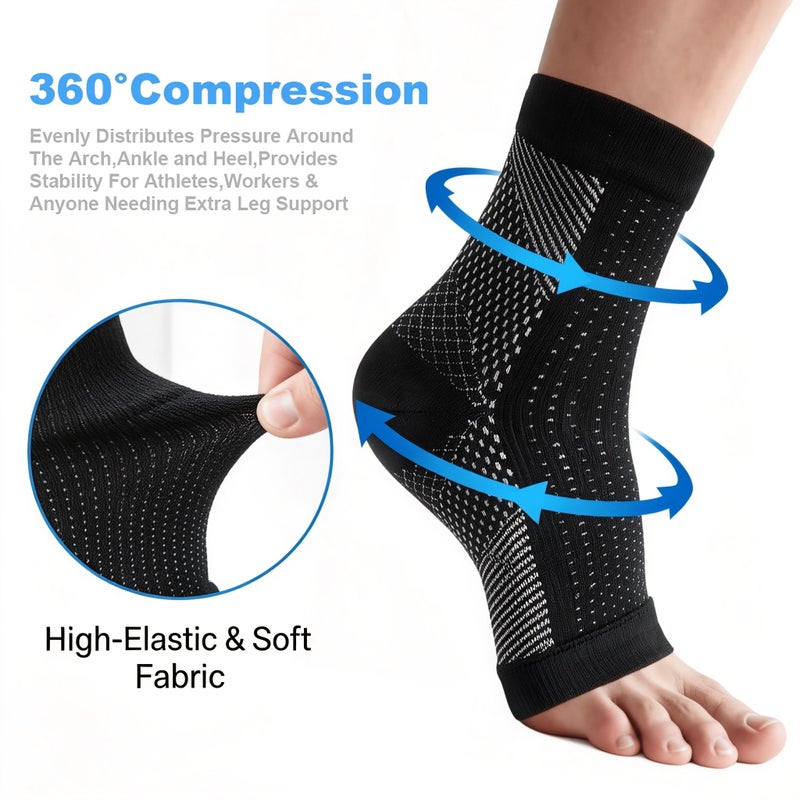 2 Pairs White Ankle Brace with Arch Support for Women Men Breathable - Image 2