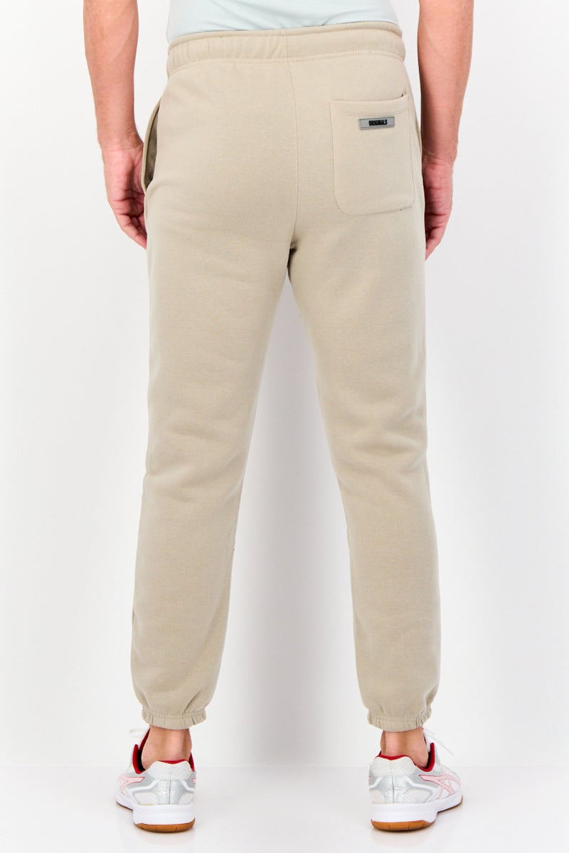brooklyn Men Regular Fit Brand Logo Sweatpants, Taupe - Image 3