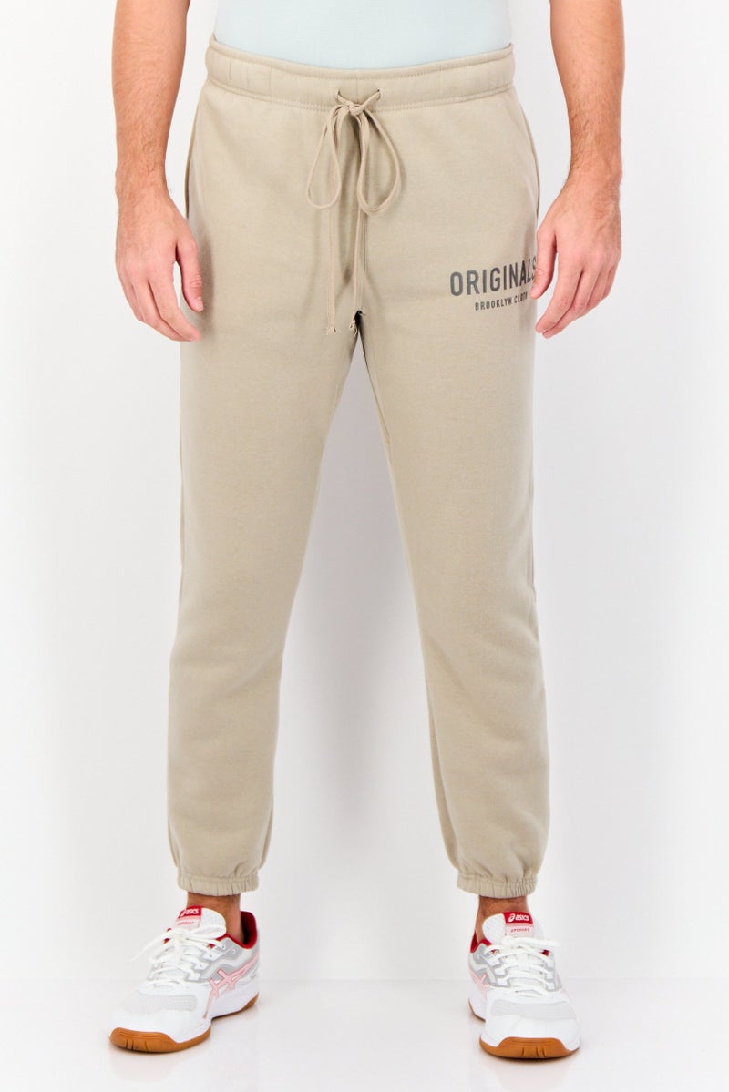 brooklyn Men Regular Fit Brand Logo Sweatpants, Taupe - Image 1