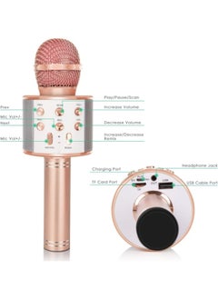 ShebSheb Wireless Bluetooth Karaoke Microphone Portable Handheld Mic Speaker For All Smartphones Microphone Speaker For Girls Boys Kids Childrens Adults(Rose Gold)  - Image 5