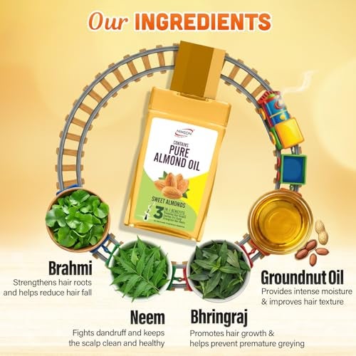 Nimson Almond Hair Oil with Brahmi & Bhringraj | Hair Growth, Damage Protection & Shine | Non-Sticky | 500ml - Image 4