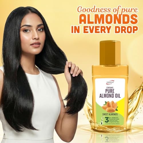 Nimson Almond Hair Oil with Brahmi & Bhringraj | Hair Growth, Damage Protection & Shine | Non-Sticky | 500ml - Image 3