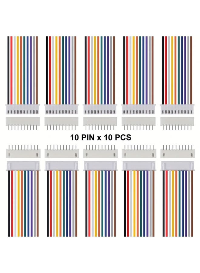 10 Pairs JST XH 2.54mm 2 3 4 5 Pin Connector Kit With 200mm Flat Wire Cable 10pin Model - Image 1