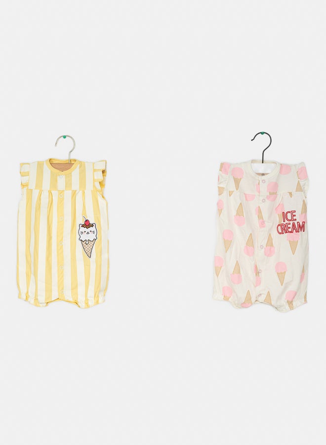 JOCKEY Baby Girl Ice Cream Printed Summer Cotton Romper