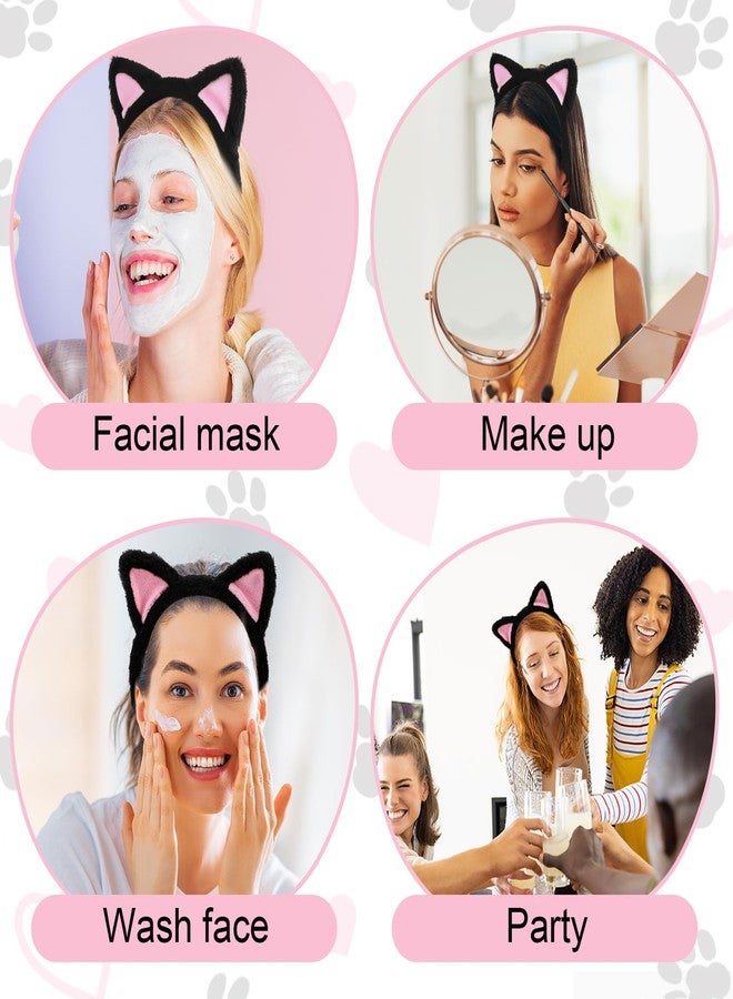 Dimeho Cat Ears Headbands Cute Plush Kitty Hairband Washing Face Hair Hoops Soft Furry Makeup Hairs Bands Favors Holiday Cosplay Party Headwear Costume Christmas Carnival Hair Accessories for Women Girls - Image 4