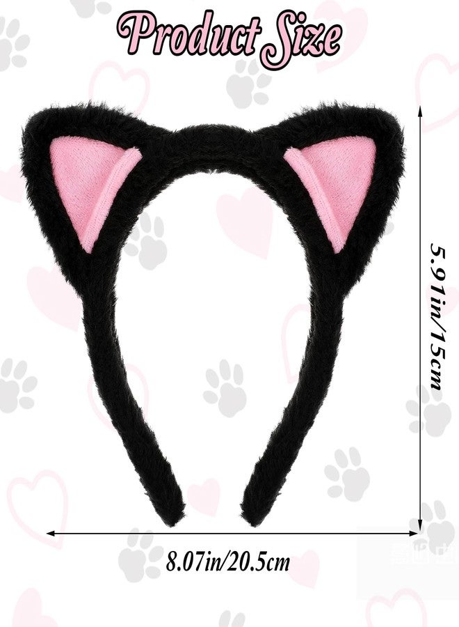 Dimeho Cat Ears Headbands Cute Plush Kitty Hairband Washing Face Hair Hoops Soft Furry Makeup Hairs Bands Favors Holiday Cosplay Party Headwear Costume Christmas Carnival Hair Accessories for Women Girls - Image 2