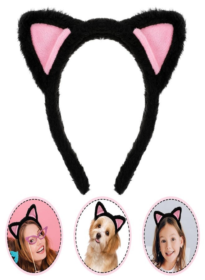 Dimeho Cat Ears Headbands Cute Plush Kitty Hairband Washing Face Hair Hoops Soft Furry Makeup Hairs Bands Favors Holiday Cosplay Party Headwear Costume Christmas Carnival Hair Accessories for Women Girls - Image 3