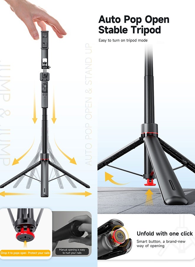 yumee 176cm Tripod Selfie Stick – Phone Tripod with AI Face Tracking, Selfie Stick Tripod with Auto Pop Open Design for Travel, Vlogging, Live Streaming & Group Photos - Image 2