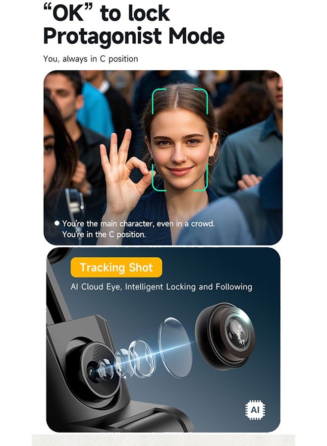 yumee 176cm Tripod Selfie Stick – Phone Tripod with AI Face Tracking, Selfie Stick Tripod with Auto Pop Open Design for Travel, Vlogging, Live Streaming & Group Photos - Image 3