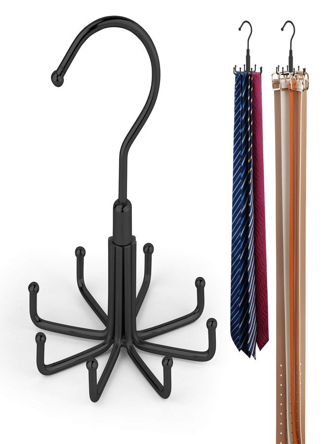 ZEDODIER Tie Hanger for Closet, Rotatable Tie Organizer for Men with 8 Hooks, Heavy Duty Space Saving Tie Rack for Ties and Belts, Black - Image 1