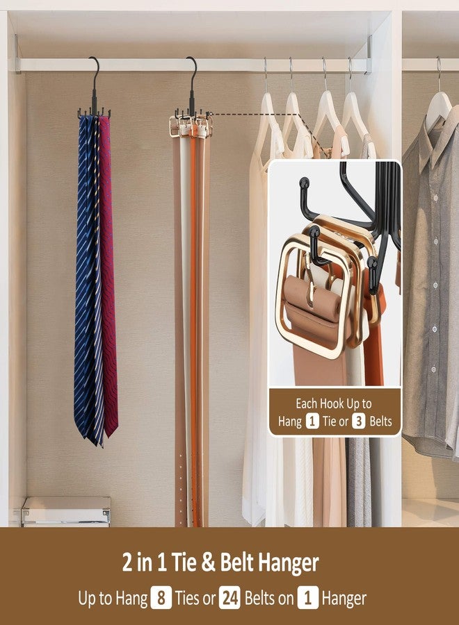 ZEDODIER Tie Hanger for Closet, Rotatable Tie Organizer for Men with 8 Hooks, Heavy Duty Space Saving Tie Rack for Ties and Belts, Black - Image 3