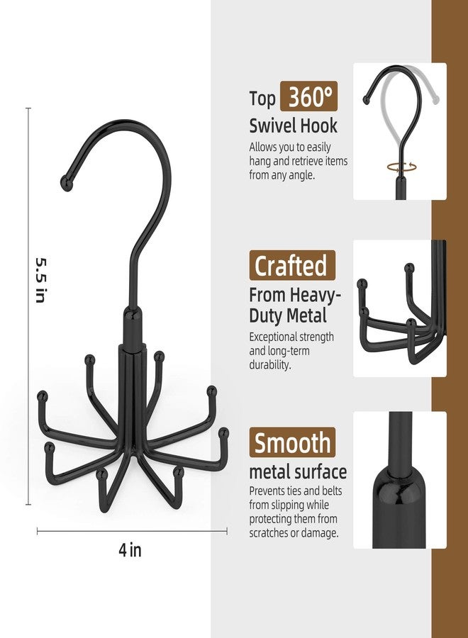 ZEDODIER Tie Hanger for Closet, Rotatable Tie Organizer for Men with 8 Hooks, Heavy Duty Space Saving Tie Rack for Ties and Belts, Black - Image 5