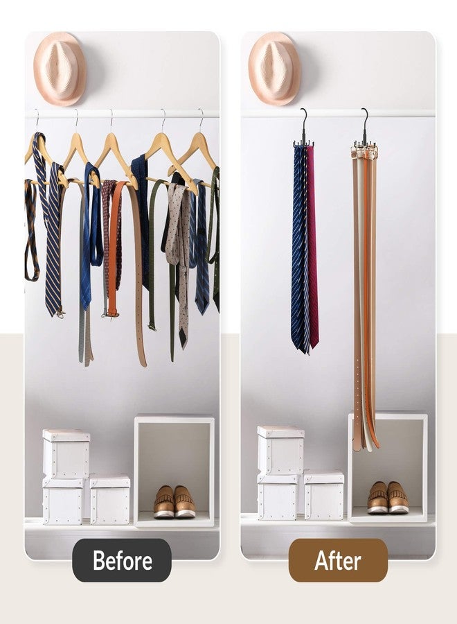 ZEDODIER Tie Hanger for Closet, Rotatable Tie Organizer for Men with 8 Hooks, Heavy Duty Space Saving Tie Rack for Ties and Belts, Black - Image 2