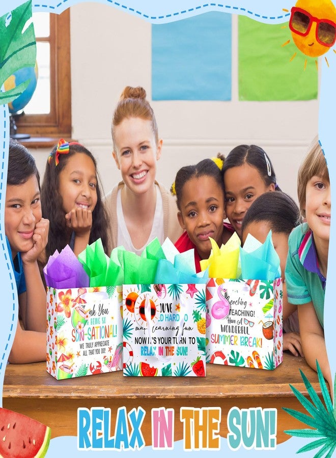 Kolldenn 12 Pcs End of Year Teacher Gifts Appreciation Gift Bag with Tissue Paper 10 x 8 x 4'' Medium Summer Thank You Teacher Wrapping Bag with Tag for Retirement School Year End Appreciation - Image 5