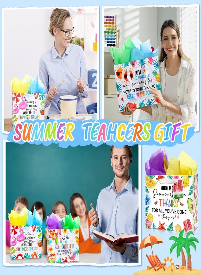 Kolldenn 12 Pcs End of Year Teacher Gifts Appreciation Gift Bag with Tissue Paper 10 x 8 x 4'' Medium Summer Thank You Teacher Wrapping Bag with Tag for Retirement School Year End Appreciation - Image 2