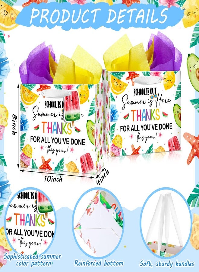 Kolldenn 12 Pcs End of Year Teacher Gifts Appreciation Gift Bag with Tissue Paper 10 x 8 x 4'' Medium Summer Thank You Teacher Wrapping Bag with Tag for Retirement School Year End Appreciation - Image 3
