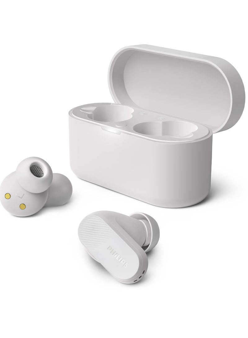 Philips TAT3509 Bluetooth Headphone, 24H Battery, 10mm drivers, IPX4, In-Ear Fit, Noise Canceling, Dynamic Bass, touch controls, white white - Image 1