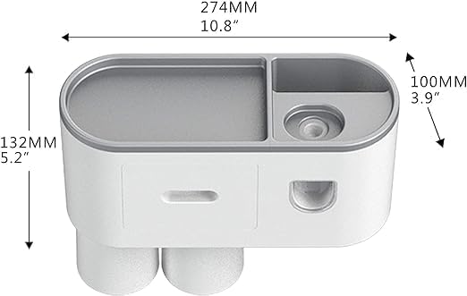 CLOUDTAB Toothbrush Holder Wall Mounted with Automatic Toothpaste Dispenser Squeezer Kit Magnetic Cups and Drawer Organizer Space-Saving Bathroom Shelf Easy to Clean (ABS, White, 2 Cups) - Image 2