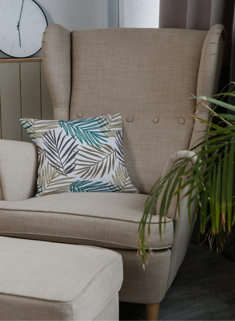 AL-HRAER Luxury Cotton Sofa Cushion Cover With Durable Fabric With A Soft And Comfortable Texture Decorated With Tropical Leaf Drawings And Colors That Match All Decors 45X45 Cm - Image 4