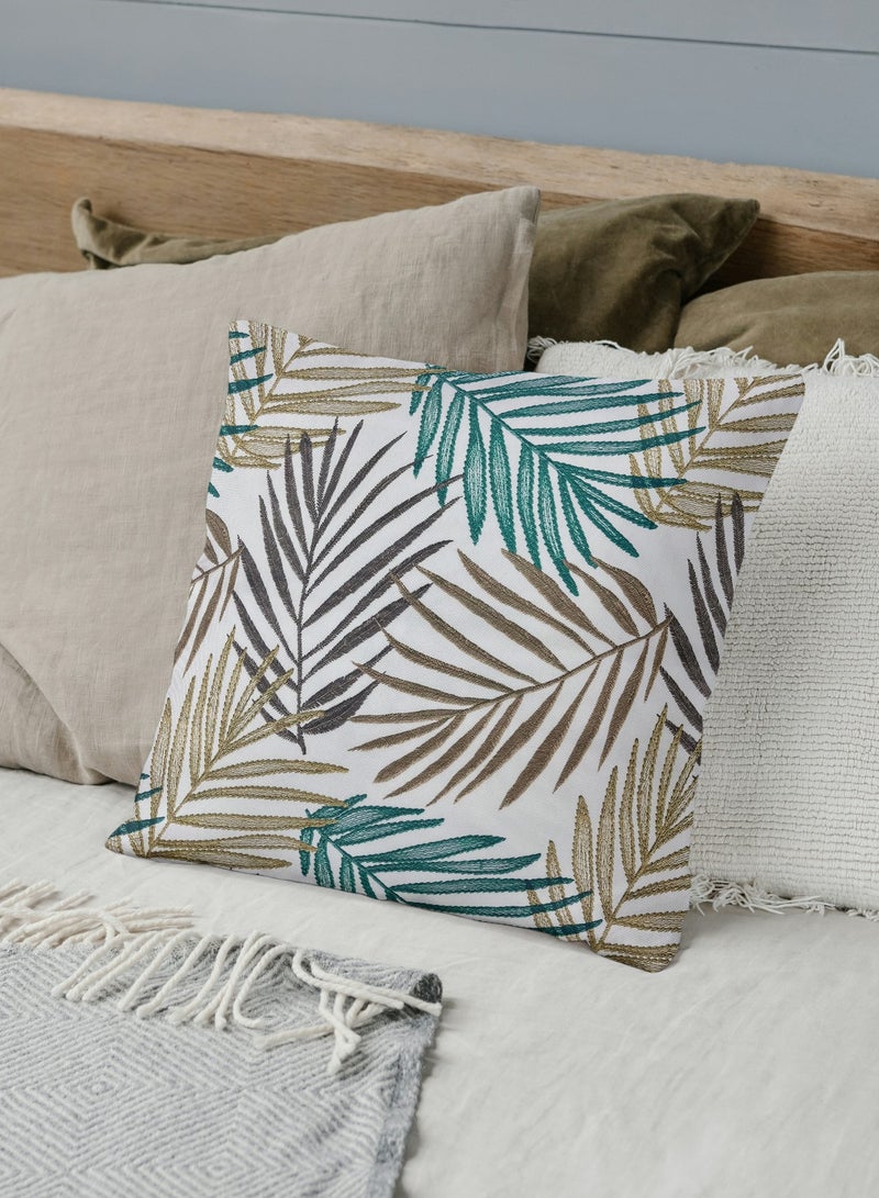 AL-HRAER Luxury Cotton Sofa Cushion Cover With Durable Fabric With A Soft And Comfortable Texture Decorated With Tropical Leaf Drawings And Colors That Match All Decors 45X45 Cm - Image 2