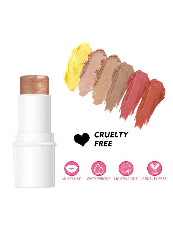 MEICOLY Makeup Sticks Kit, Contour Stick,Blush Stick, Highlight Stick,Facial Repair Bronzer Shading Stick, Cruelty Free Multi Stick Trio Cream Face Blush for Cheeks Lip Eye,02  - Image 2
