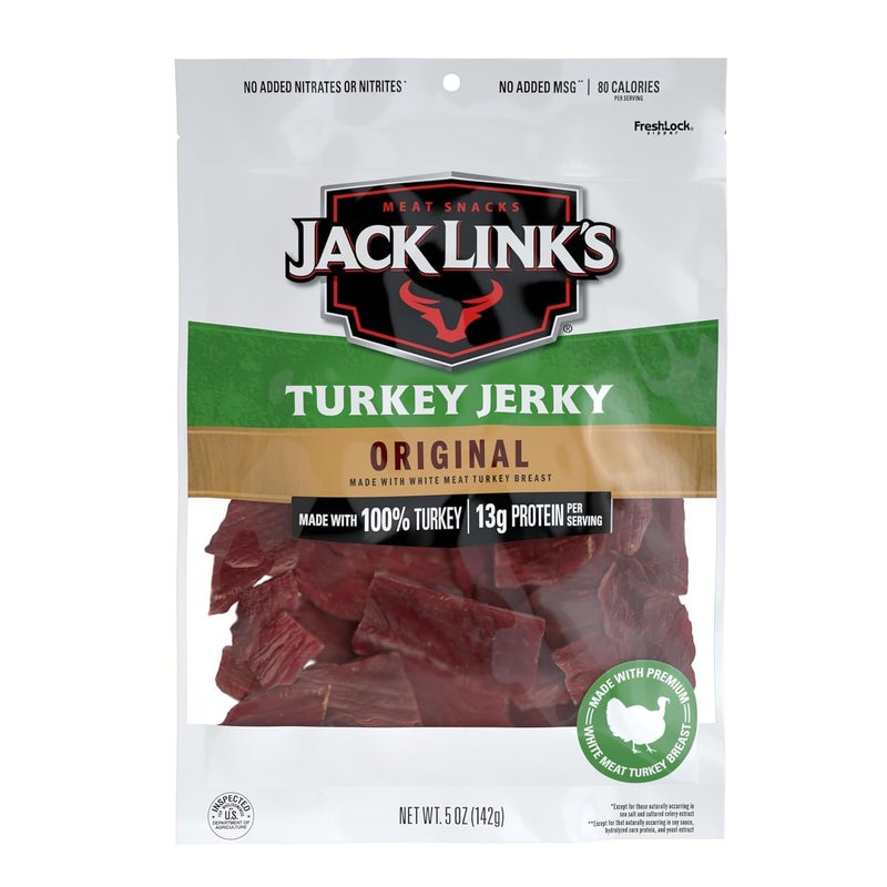 Jack Link's Jack Links Turkey Jerky Original Jerky Bag  Flavorful Snack Ready to Eat Protein Snacks with 13g of Protein per Serving Made with 100 Turkey Keto Friendly  5 Oz - Image 3