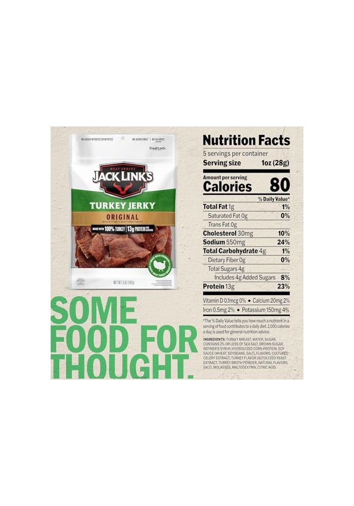 Jack Link's Jack Links Turkey Jerky Original Jerky Bag  Flavorful Snack Ready to Eat Protein Snacks with 13g of Protein per Serving Made with 100 Turkey Keto Friendly  5 Oz - Image 5