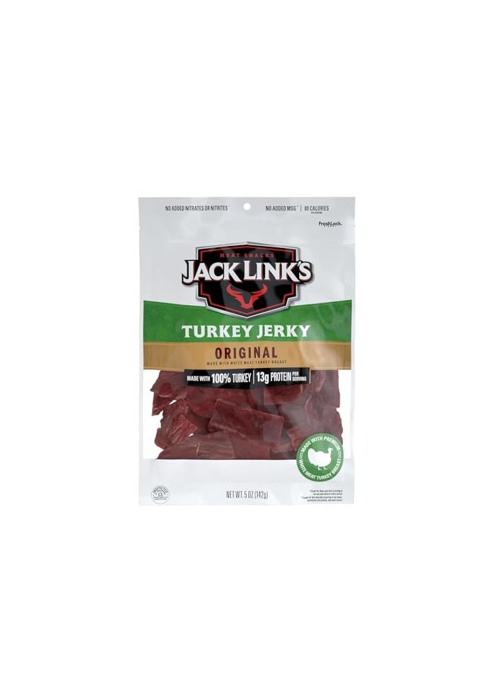 Jack Link's Jack Links Turkey Jerky Original Jerky Bag  Flavorful Snack Ready to Eat Protein Snacks with 13g of Protein per Serving Made with 100 Turkey Keto Friendly  5 Oz - Image 1
