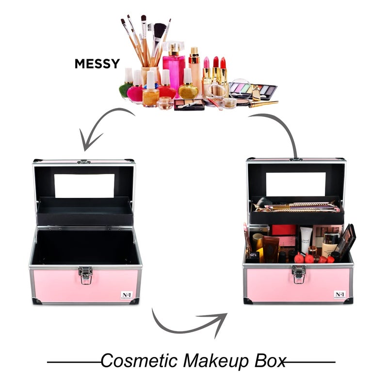 NFI essentials Makeup Bag Cosmetic Box Bridal Box Make up Box Trousseau Box Vanity Beauty Case Organizer for Wedding Makeup Box (Y156 Pink) - Image 5