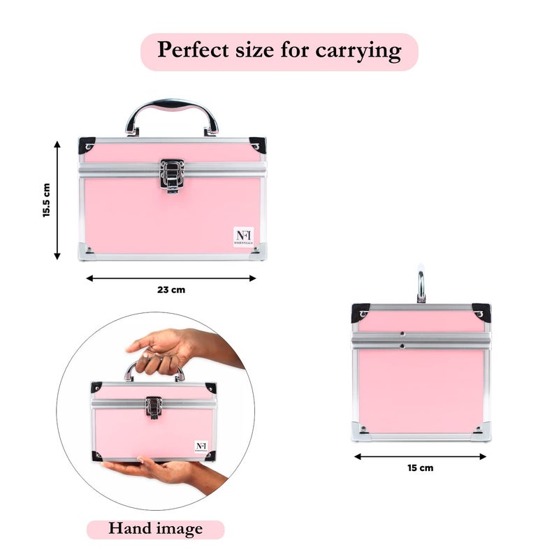 NFI essentials Makeup Bag Cosmetic Box Bridal Box Make up Box Trousseau Box Vanity Beauty Case Organizer for Wedding Makeup Box (Y156 Pink) - Image 4