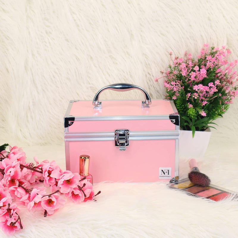 NFI essentials Makeup Bag Cosmetic Box Bridal Box Make up Box Trousseau Box Vanity Beauty Case Organizer for Wedding Makeup Box (Y156 Pink) - Image 2