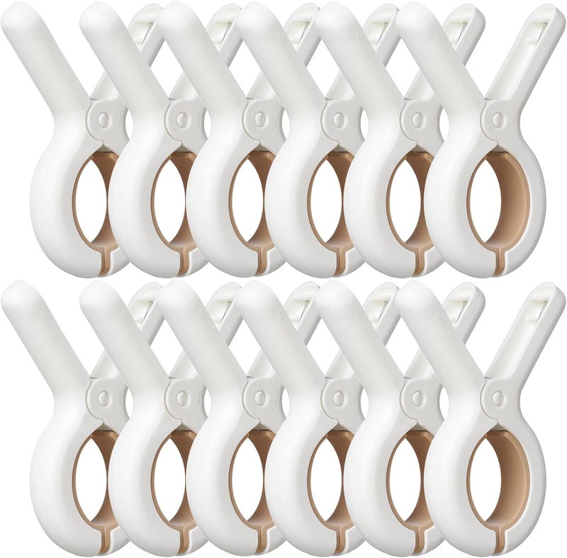 Sunkaioo 12 Pack Plastic Clothes Pins with Strong Anti-Rust Springs,Heavy Duty Beach Towel Clips,Laundry Clothespins to Keep Your Towel, Clothes, Blankets to Dry on Clothesline and Hanging Rack - Image 1
