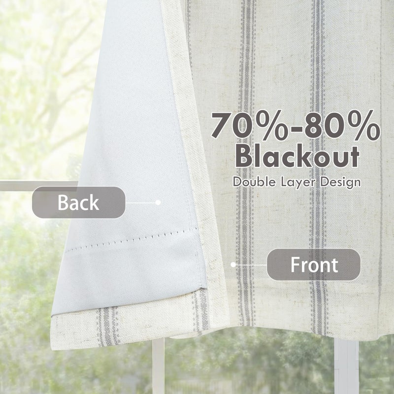 DriftAway Farmhouse Linen Lined Valance Double Layer Thermal Insulated Room Darkening Blackout Window Valances 3 Inch Rod Pocket Vertical Striped Kitchen Valance for Bathroom Single 52 x 18 Inch Gray - Image 4