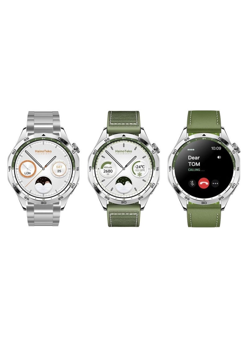 Generic Germany RW44 Round Screen AMOLED Display Smart Watch With 3 Pair Straps and Wireless Charger