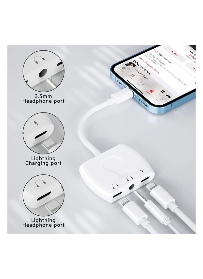Generic - Lightning to 3.5mm Headphone Jack Audio Adapter Earphone Splitter Adapter with Charging Port for iPhone for iPhone to aux adapter Compatible With iPhone 13 12 11 X 8 7 Support Newest iOS 15 - Image 1
