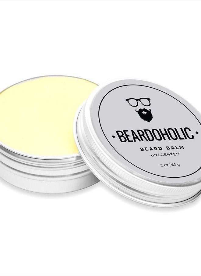 Beardoholic - Beard Balm – 100% Natural with Strong Hold That Lasts All Day - Shapes and Styles Beard with Ease – Eliminate Beard Itch and Dandruff –Unscented, 2 oz or 60 g Size of Container - Image 1
