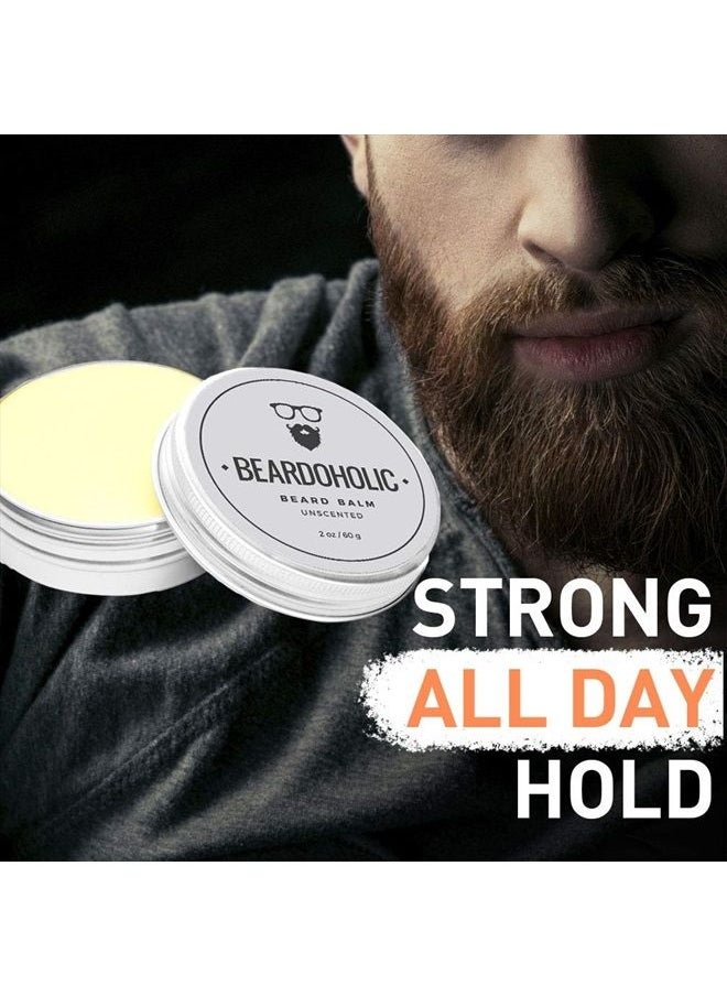 Beardoholic - Beard Balm – 100% Natural with Strong Hold That Lasts All Day - Shapes and Styles Beard with Ease – Eliminate Beard Itch and Dandruff –Unscented, 2 oz or 60 g Size of Container - Image 1
