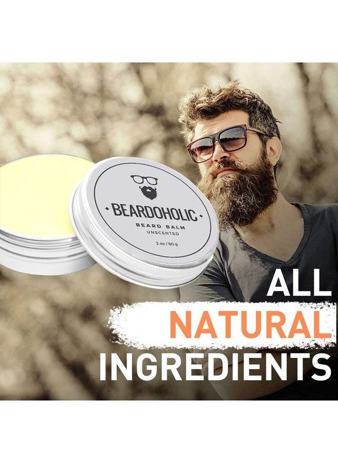 Beardoholic - Beard Balm – 100% Natural with Strong Hold That Lasts All Day - Shapes and Styles Beard with Ease – Eliminate Beard Itch and Dandruff –Unscented, 2 oz or 60 g Size of Container - Image 1