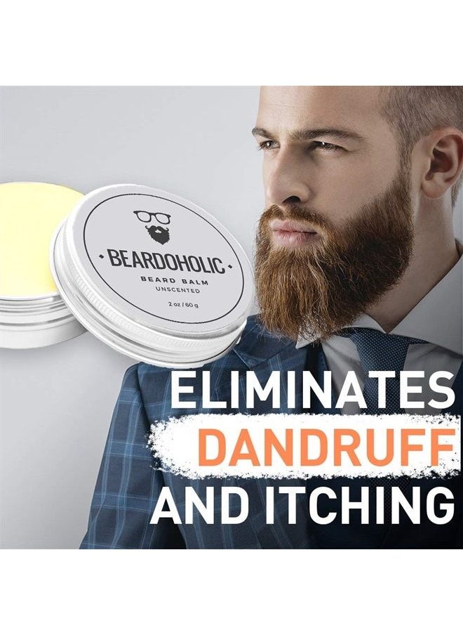 Beardoholic - Beard Balm – 100% Natural with Strong Hold That Lasts All Day - Shapes and Styles Beard with Ease – Eliminate Beard Itch and Dandruff –Unscented, 2 oz or 60 g Size of Container - Image 1