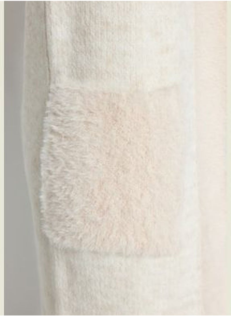trendyol Ecru Wide Fit Midi Pile Sweater Cardigan TWOAW24HI00107  - Image 5